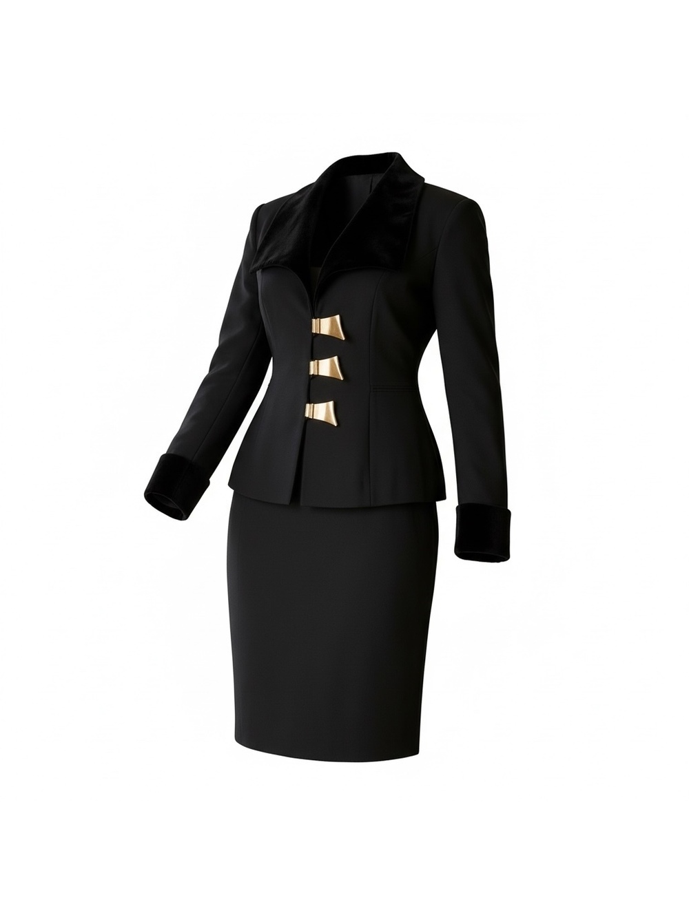 Cache Velvet Trim Power Suit